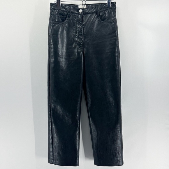 Wilfred Pants - Aritzia Wilfred Melina Black Faux Leather Super High Rise Straight Leg Pants